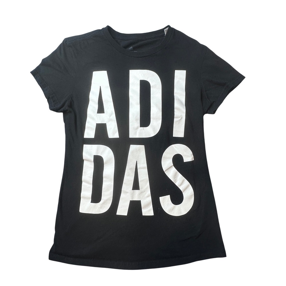 Adidas T-Shirt Womens Medium Black Go-To Tee Graphic Logo Short Sleeve ATACAGIL